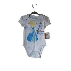 DISNEY Girl’s Cinderella 1st Birthday Bodysuit/Onesie / Size: 18 Months